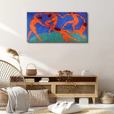 Tableau toile imprimée Figures dansantes sur fond bleu