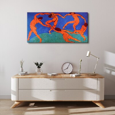 Tableau toile imprimée Figures dansantes sur fond bleu