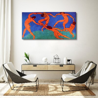 Tableau toile imprimée Figures dansantes sur fond bleu