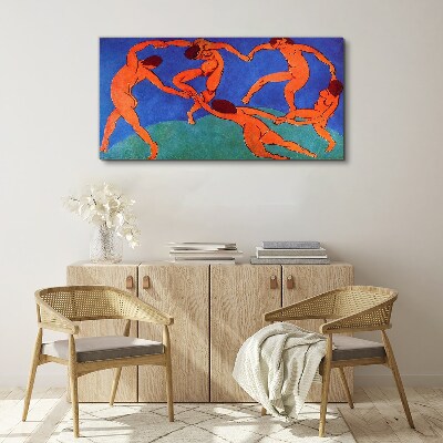 Tableau toile imprimée Figures dansantes sur fond bleu