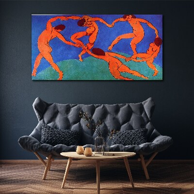 Tableau toile imprimée Figures dansantes sur fond bleu