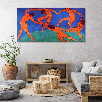 Tableau toile imprimée Figures dansantes sur fond bleu