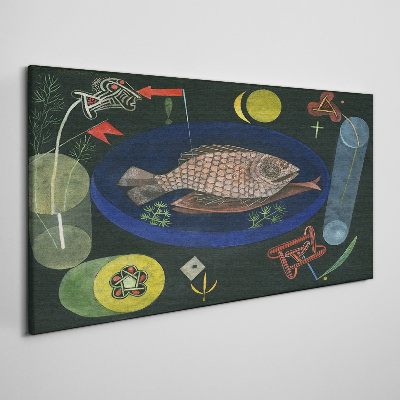 Tableau imprimé sur toile Poisson dans un bol bleu