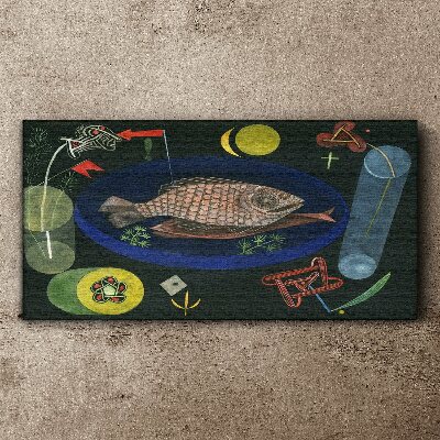 Tableau imprimé sur toile Poisson dans un bol bleu