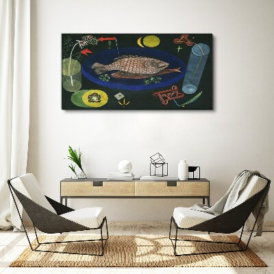 Tableau imprimé sur toile Poisson dans un bol bleu