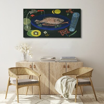 Tableau imprimé sur toile Poisson dans un bol bleu