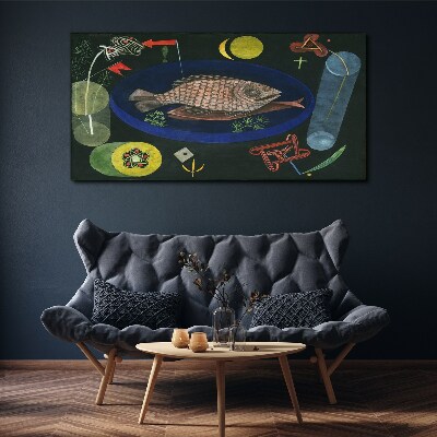 Tableau imprimé sur toile Poisson dans un bol bleu