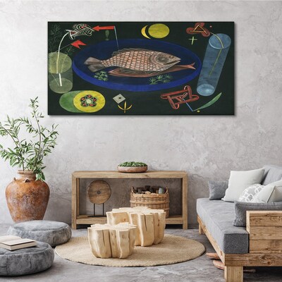 Tableau imprimé sur toile Poisson dans un bol bleu