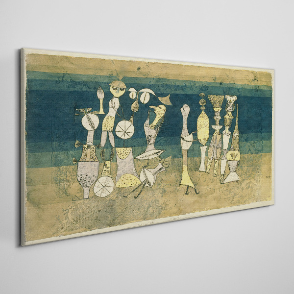 Tableau toile imprimée Figures figuratives sur fond abstrait