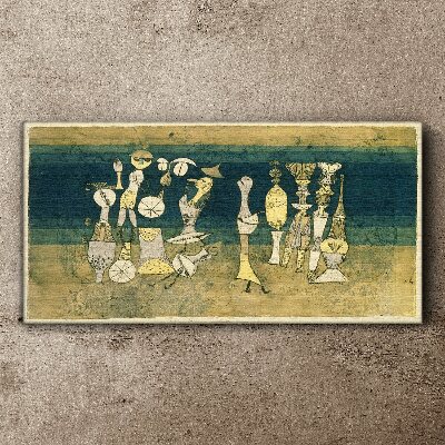 Tableau toile imprimée Figures figuratives sur fond abstrait