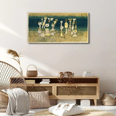 Tableau toile imprimée Figures figuratives sur fond abstrait