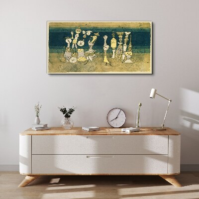 Tableau toile imprimée Figures figuratives sur fond abstrait