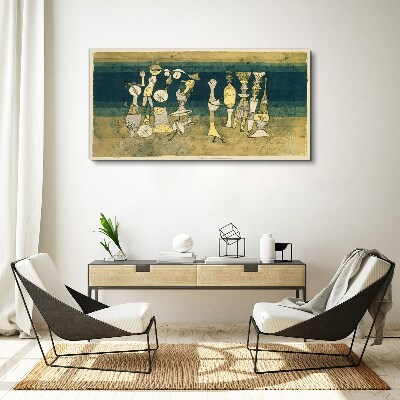 Tableau toile imprimée Figures figuratives sur fond abstrait