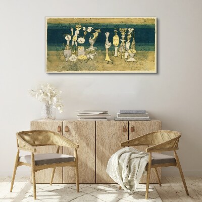 Tableau toile imprimée Figures figuratives sur fond abstrait