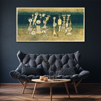 Tableau toile imprimée Figures figuratives sur fond abstrait