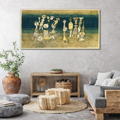 Tableau toile imprimée Figures figuratives sur fond abstrait