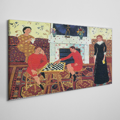 Tableau imprimé sur toile Une partie d'échecs dans un intérieur coloré