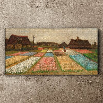 Tableau toile imprimée Champs de tulipes au printemps