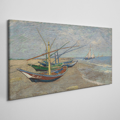 Tableau sur toile Bateaux sur la plage