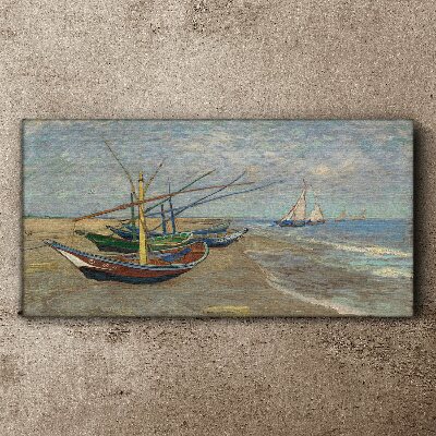 Tableau sur toile Bateaux sur la plage