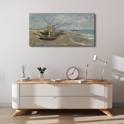 Tableau sur toile Bateaux sur la plage