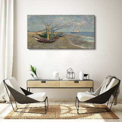 Tableau sur toile Bateaux sur la plage