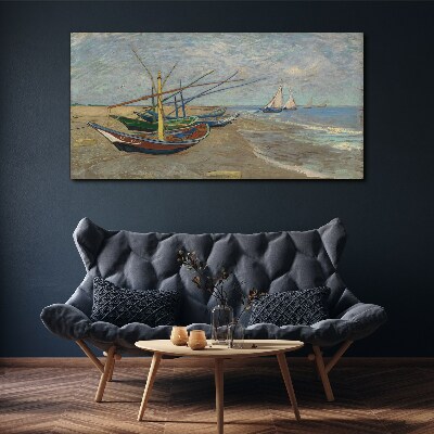 Tableau sur toile Bateaux sur la plage