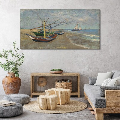 Tableau sur toile Bateaux sur la plage