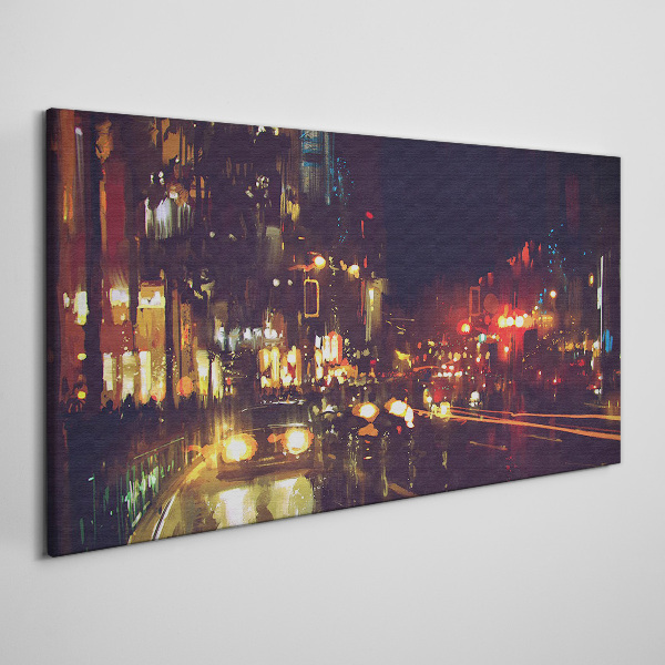 Tableau toile imprimée Rue de nuit à la lueur des lumières