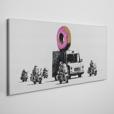 Tableau toile imprimée Donuts Police Banksy