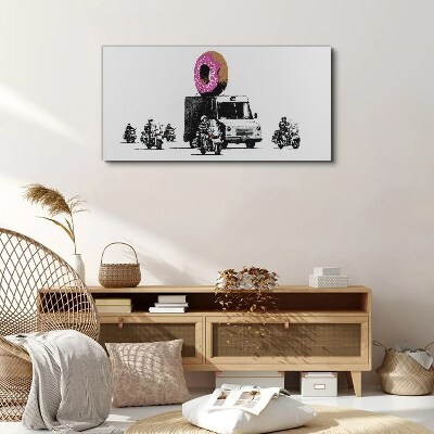 Tableau toile imprimée Donuts Police Banksy