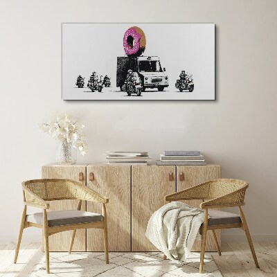 Tableau toile imprimée Donuts Police Banksy