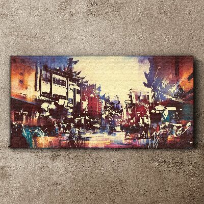 Tableau toile imprimée Paysage urbain aux couleurs de la nuit