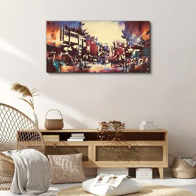 Tableau toile imprimée Paysage urbain aux couleurs de la nuit