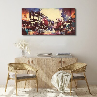 Tableau toile imprimée Paysage urbain aux couleurs de la nuit