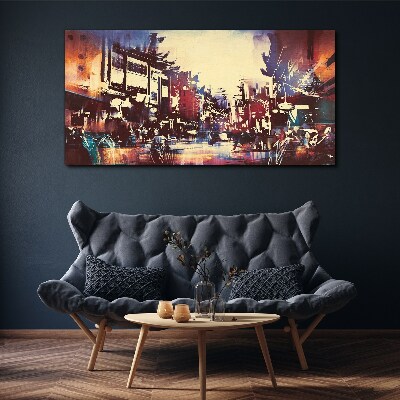 Tableau toile imprimée Paysage urbain aux couleurs de la nuit