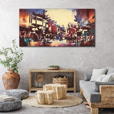 Tableau toile imprimée Paysage urbain aux couleurs de la nuit