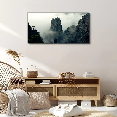Tableau toile imprimée Paysage de montagne brumeux