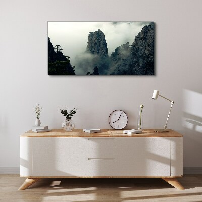 Tableau toile imprimée Paysage de montagne brumeux