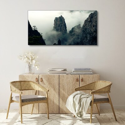 Tableau toile imprimée Paysage de montagne brumeux