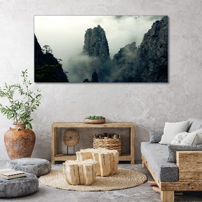 Tableau toile imprimée Paysage de montagne brumeux