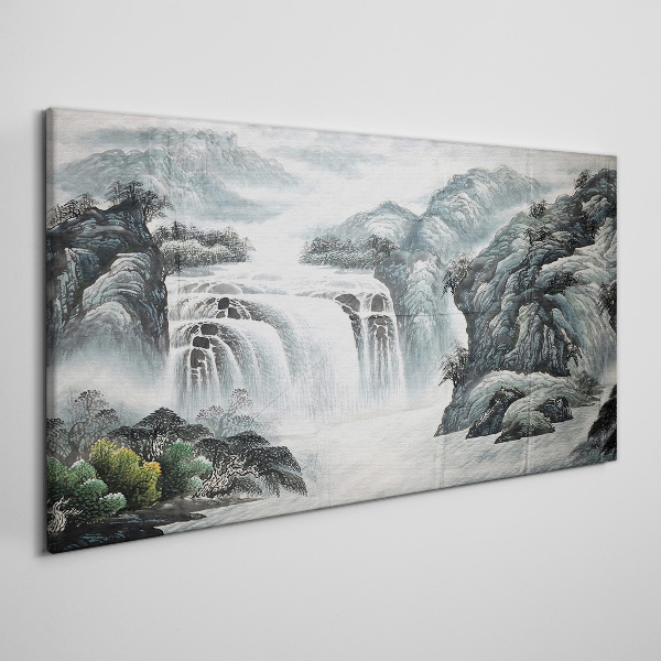 Tableau sur toile Cascades tranquilles dans un paysage de montagne