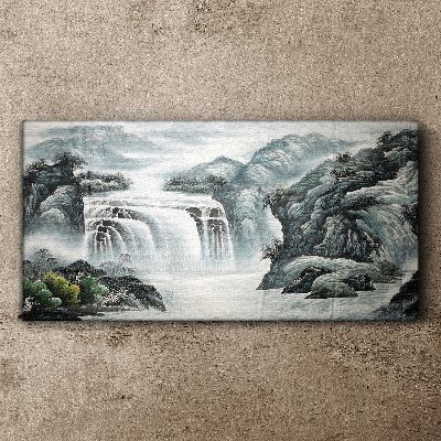 Tableau sur toile Cascades tranquilles dans un paysage de montagne