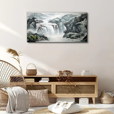 Tableau sur toile Cascades tranquilles dans un paysage de montagne