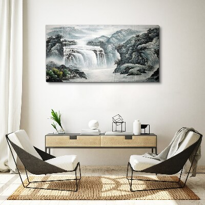 Tableau sur toile Cascades tranquilles dans un paysage de montagne