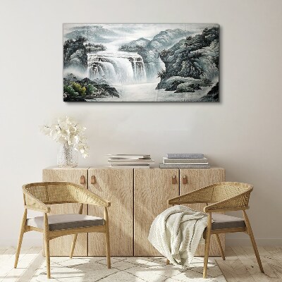 Tableau sur toile Cascades tranquilles dans un paysage de montagne