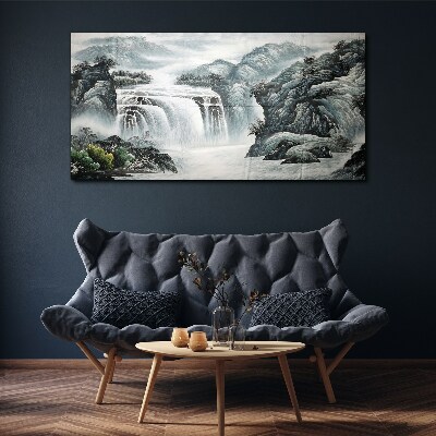 Tableau sur toile Cascades tranquilles dans un paysage de montagne