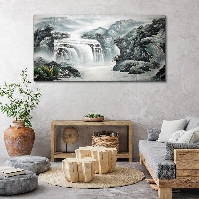 Tableau sur toile Cascades tranquilles dans un paysage de montagne