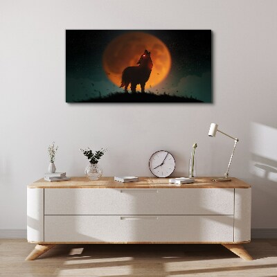 Tableau toile imprimée Loup sous la lune