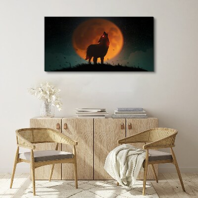 Tableau toile imprimée Loup sous la lune
